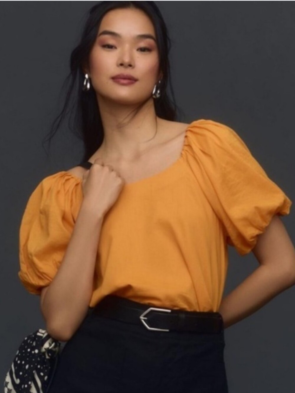 Anthropologie Maeve Puff-Sleeve Top In Mango